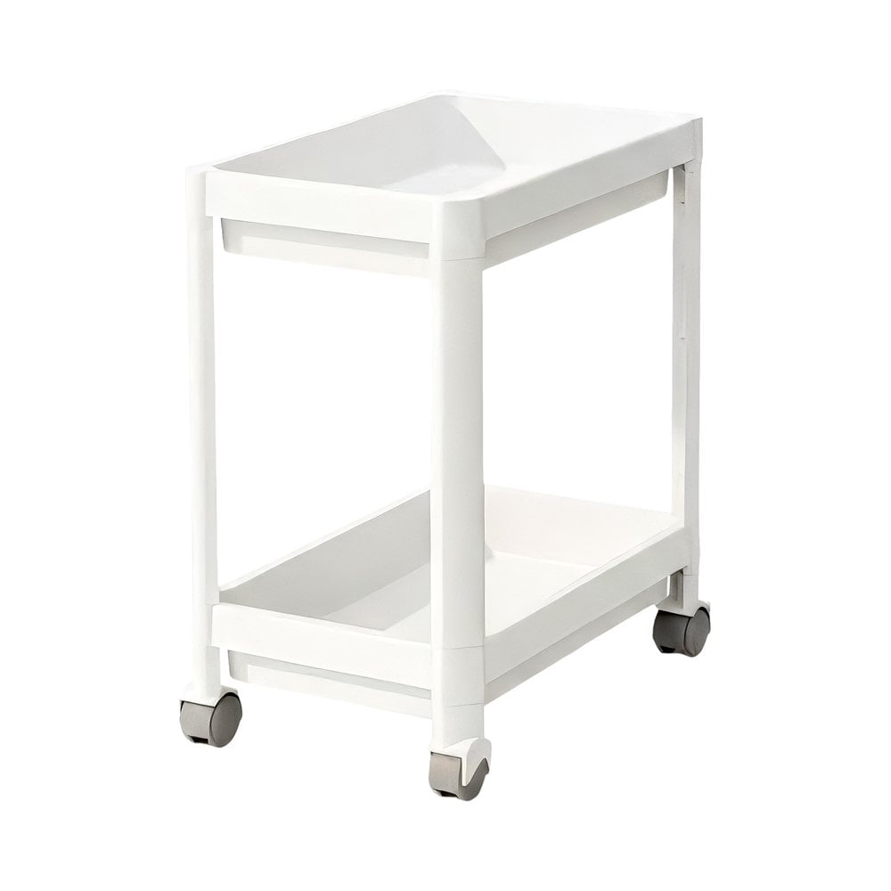 2 Katlı Tekerlekli Raf Ünitesi - 36x23x40 Beyaz