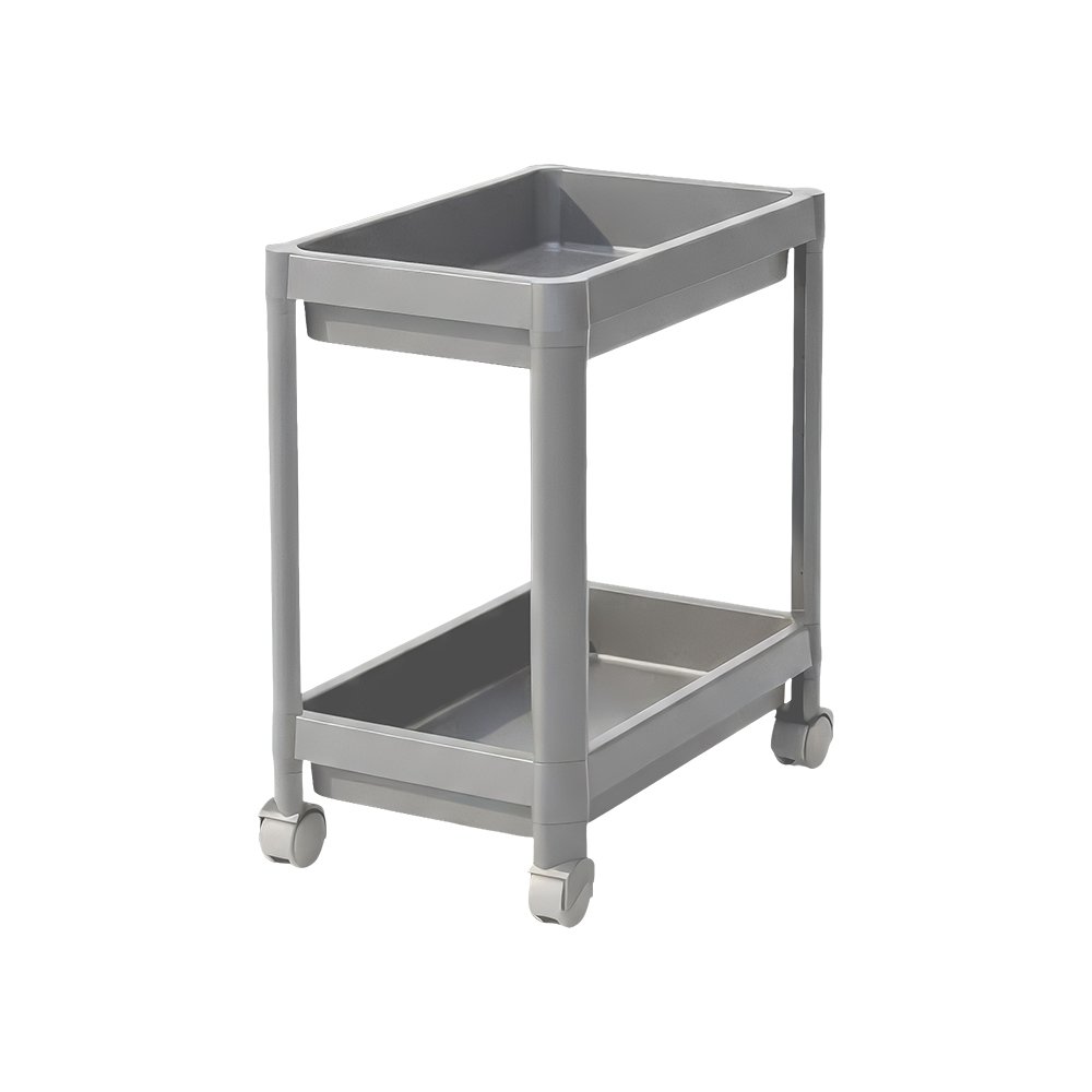 2 Katlı Tekerlekli Raf Ünitesi - 36x23x40 Gri