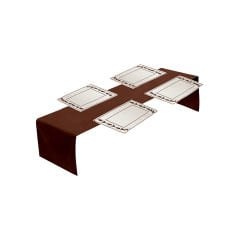 5 Parça Runner ve Dikişli Peçete Seti