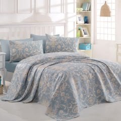 Desenli Çift Kişilik Pike Takımı