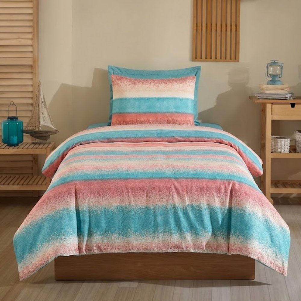 Desenli Tek Kişilik Pike Takımı