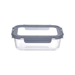 Kilitli Cam Saklama Kabı - 1500 ml Gri