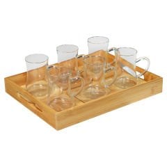 Bambu Tepsili 13 Parça Çay Seti