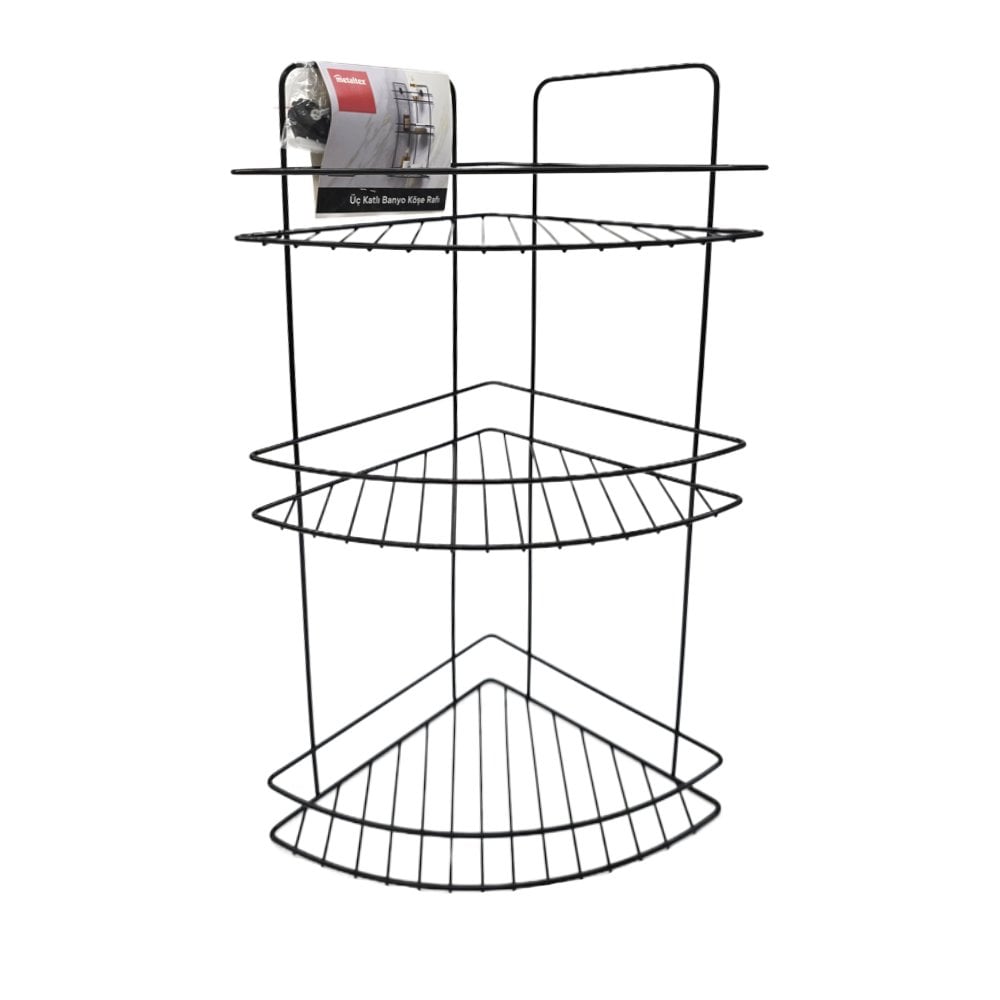 3 Katlı Metal Köşe Rafı - 23X23X53