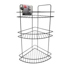 3 Katlı Metal Köşe Rafı - 23X23X53