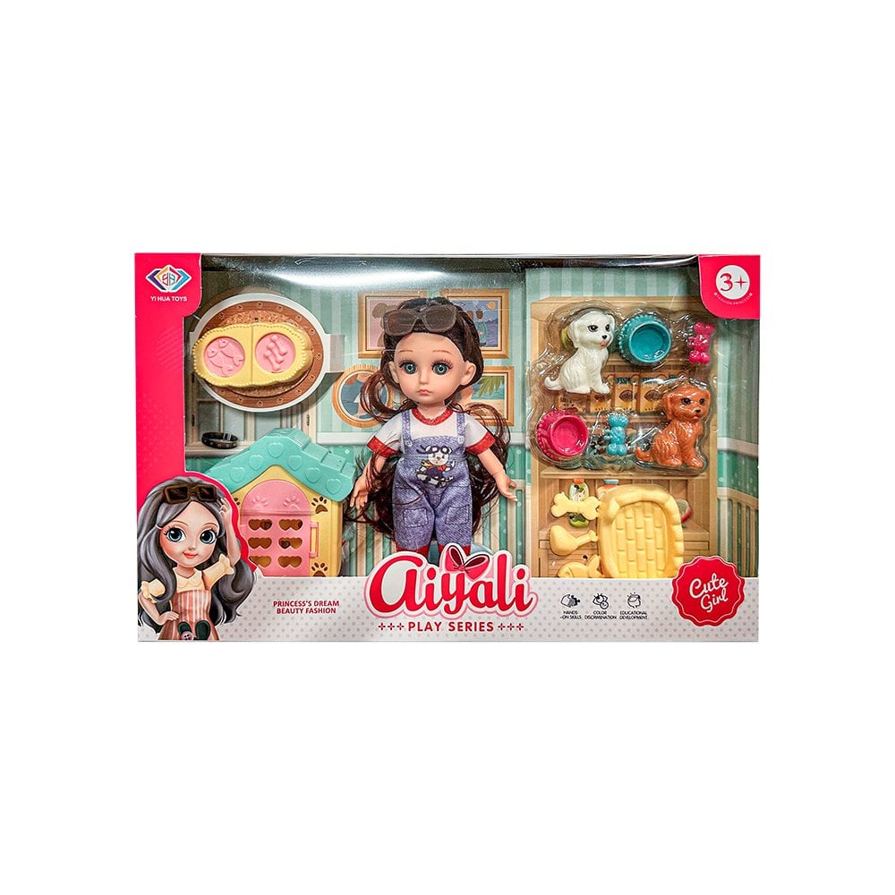 Köpek Kulübesi Aksesuarlı Bebek - 16 cm