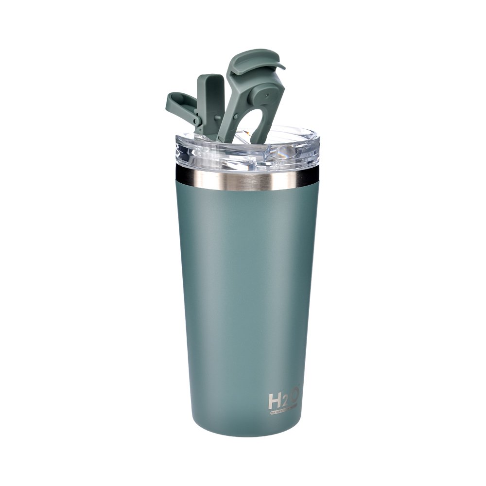 Pipetli Çelik Termos Matara - 530 ml Yeşil