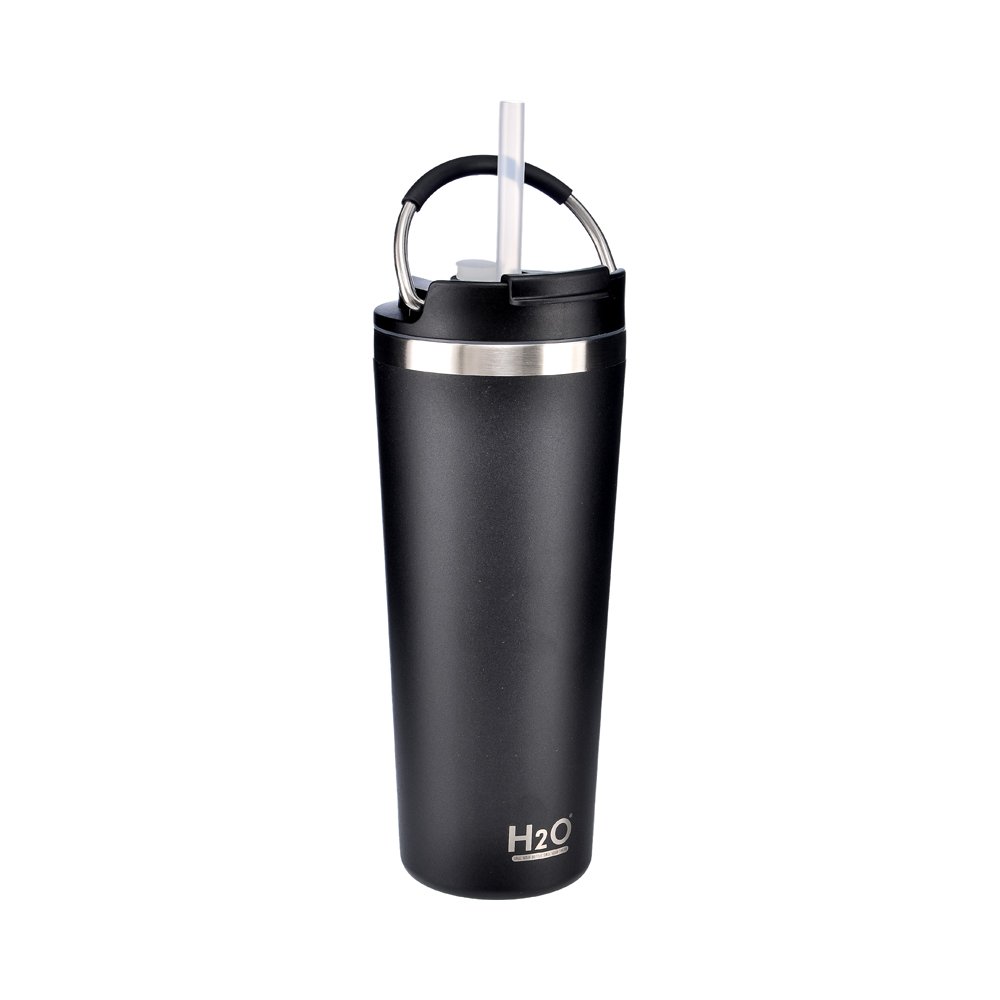 Pipetli Çelik Termos Bardak - 660 ml Siyah