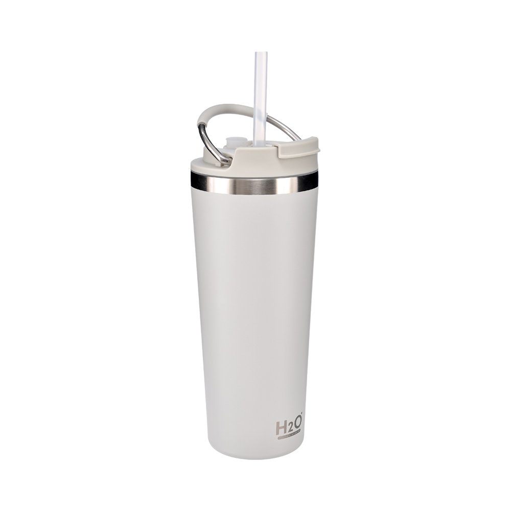 Pipetli Çelik Termos Bardak - 660 ml Beyaz