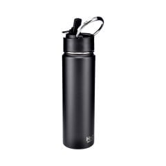 Pipetli Çelik Termos Matara - 650 ml Siyah