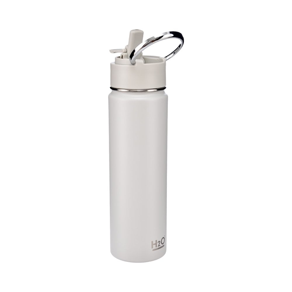 Pipetli Çelik Termos Matara - 650 ml Beyaz