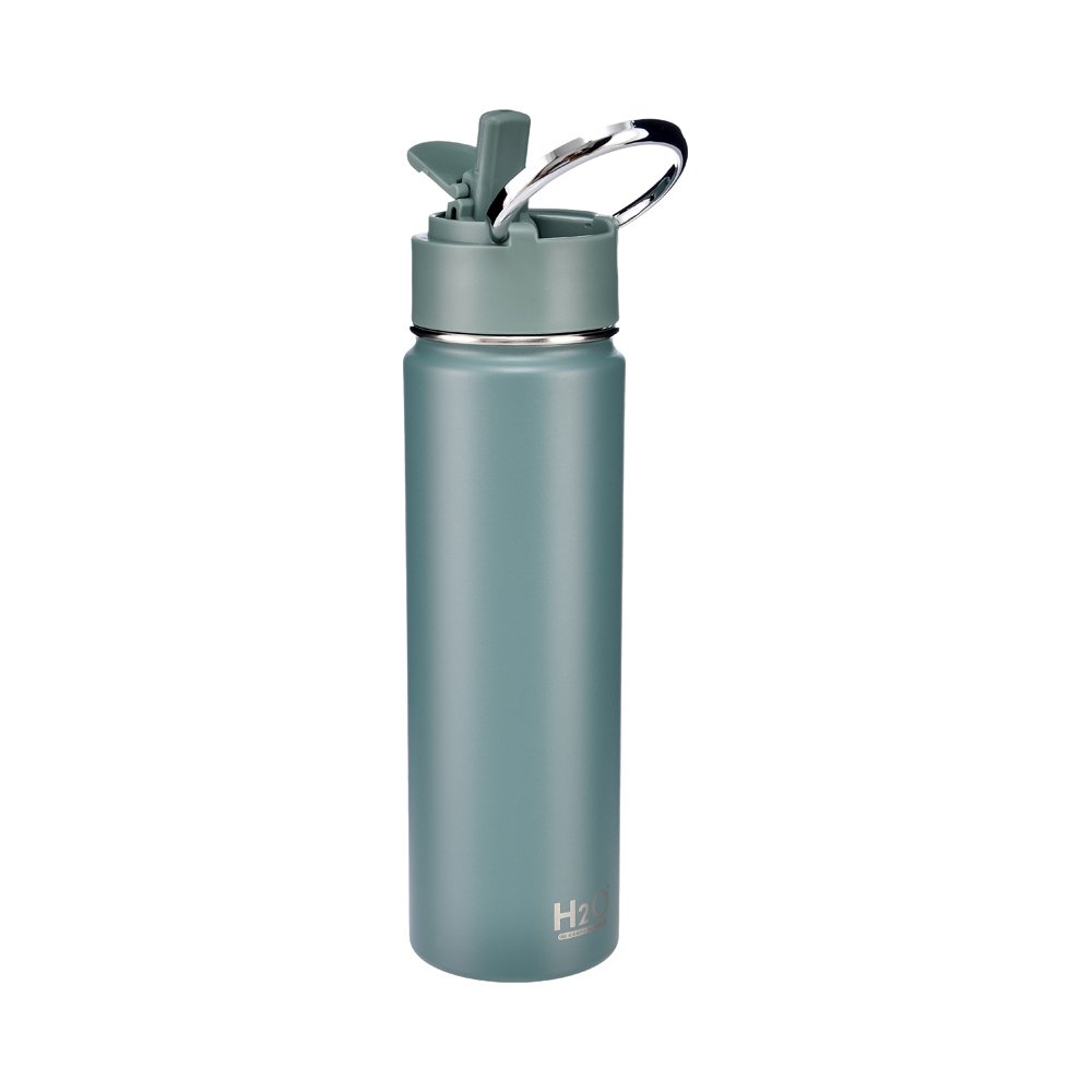 Pipetli Çelik Termos Matara - 650 ml Yeşil