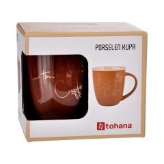 Porselen Espresso Kupa - 360 ml Kahverengi