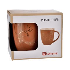Porselen Espresso Kupa - 360 ml Açık Kahverengi