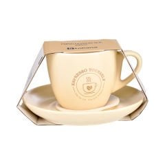 Tabaklı Porselen Kahve Fincanı - 200 ml Krem
