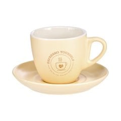 Tabaklı Porselen Kahve Fincanı - 200 ml Krem