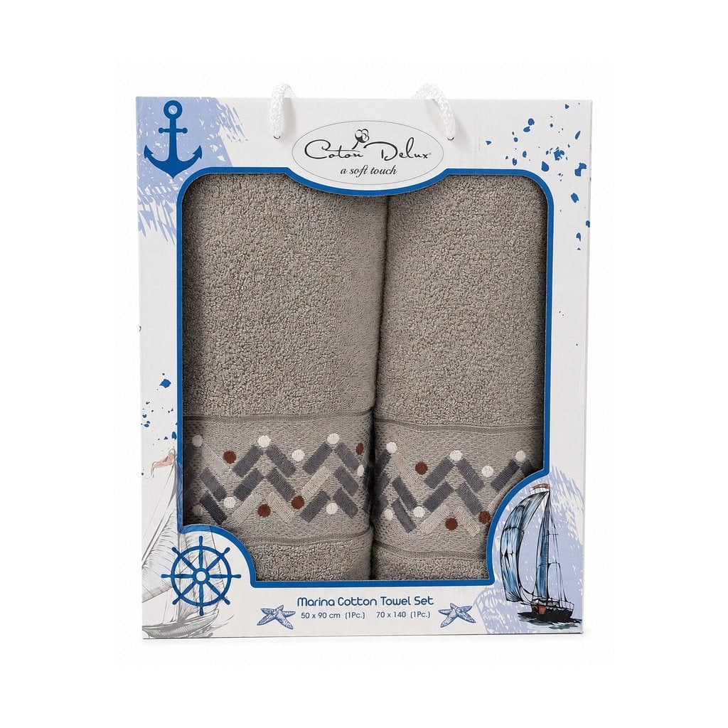2'li Nakışlı Havlu Seti - 50x90/70x140