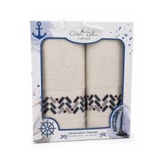 2'li Nakışlı Havlu Seti - 50x90/70x140