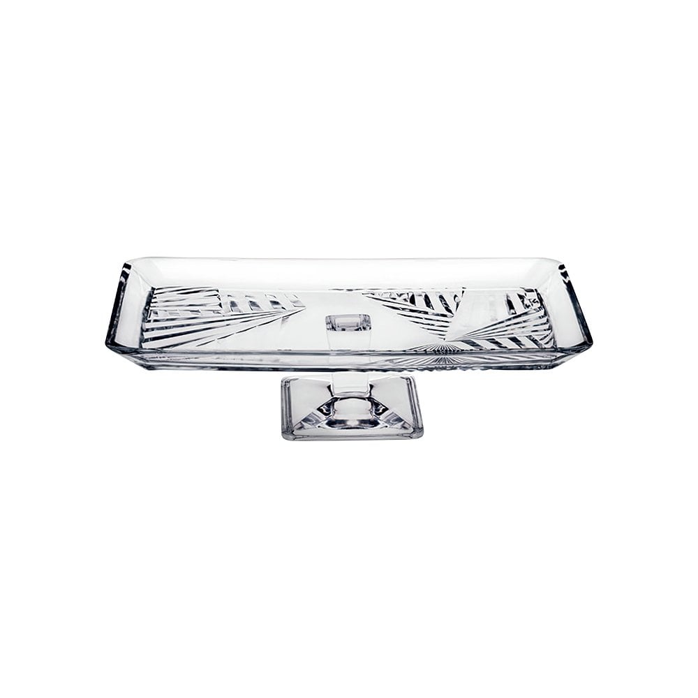 Ayaklı Cam Servis Tabağı Dikdörtgen (27,5x16 cm)