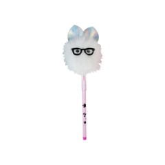 Peluş Tavşan Başlıklı Geçmeli Kalem Beyaz