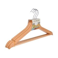 3'lü Ahşap Elbise Askısı