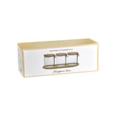 Akasya Kapaklı Kaşıklı 3'lü Cam Kavanoz - 350 ml