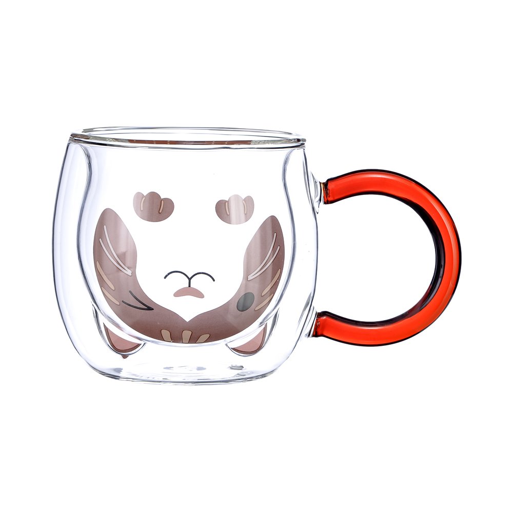 Çift Cidarlı Hayvanlı Cam Kupa - 280 ml Desen 1
