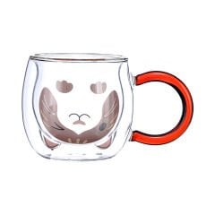 Çift Cidarlı Hayvanlı Cam Kupa - 280 ml Desen 1