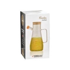 Bambu Kapaklı Cam Yağlık - 1 L