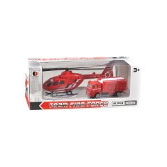 Helikopter Araba Set (Kutulu) Kırmızı