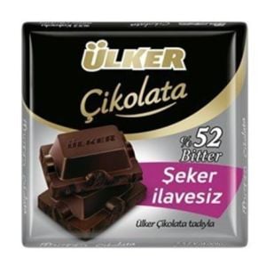 Ülker Kare Çikolata Bitter(%52) Şekersiz 60gr