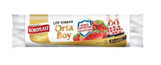 Koroplast Çilek Kokulu Büzgülü Orta Boy Çöp Torbası 20'li