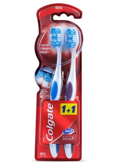 Colgate 360 Optik Beyaz Diş Fırçası İkili Orta