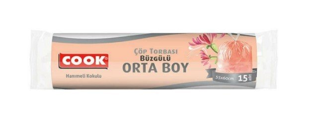 Cook Büzgülü Orta Boy Hanımeli Çöp Torbası 15'li