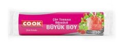 Cook Büzgülü Büyük Boy Çilek Kokulu Çöp Torbası 10'lu