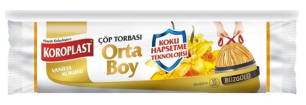 Koroplast Çöp Torbası Eko Büzgülü Vanilya Orta 20li