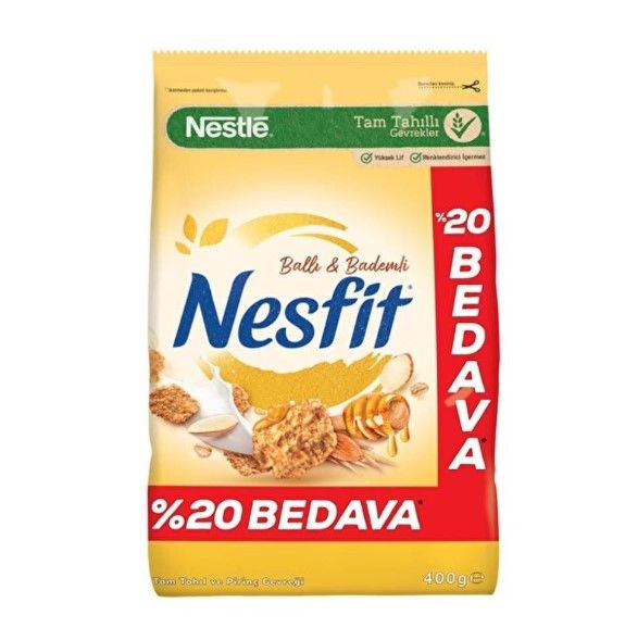 Nestle Nesfit 400 Gr Ballı Bademli %20 Bedava