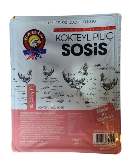 Şahin Kokteyl Tavuk Sosis 350 Gr