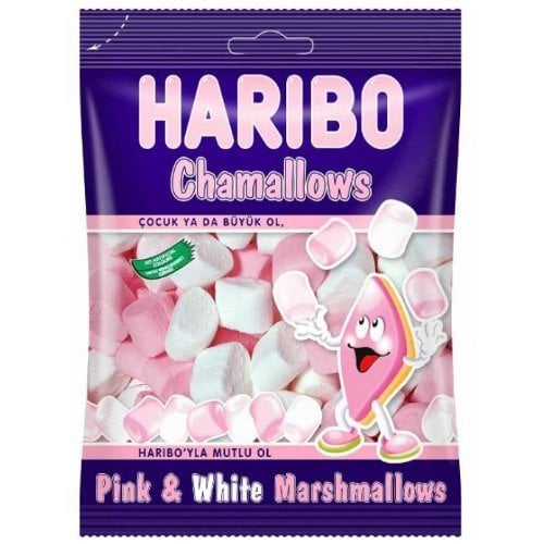 Haribo Chamallows Pembe-Beyaz Silindir Marshmallow 150 Gr
