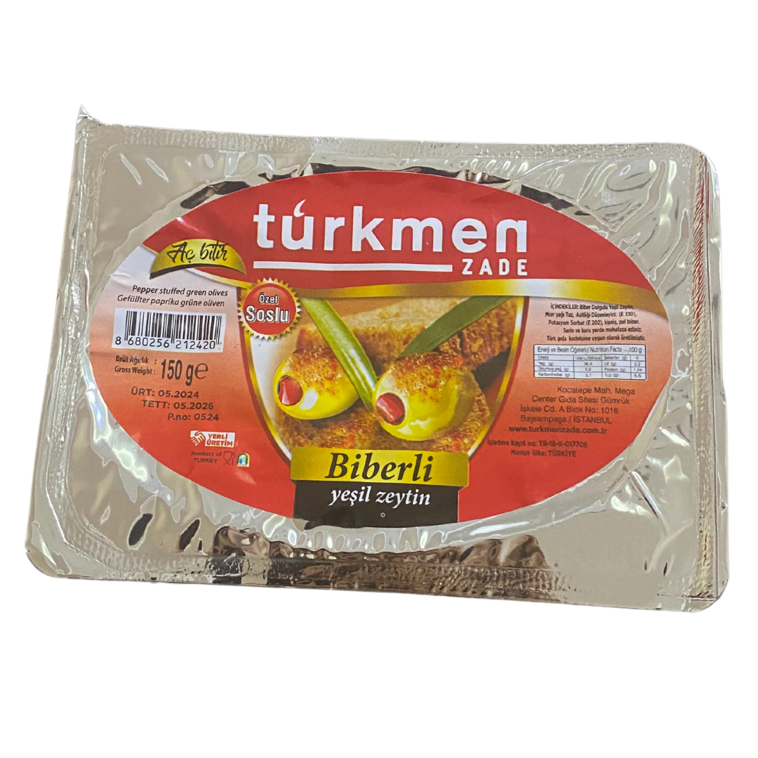 Türkmenzade Biberli Yeşil Zeytin 150 Gr