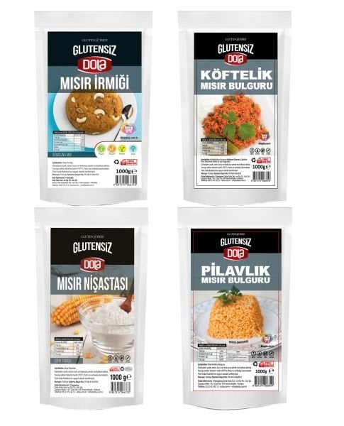 Dola 4'lü Glutensiz Set Köftelik ve Pilavlık Bulgur, Mısır Nişastası ve Mısır İrmiği 1 Kg 4 Adet