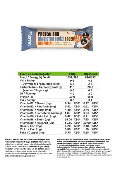 WaspCo Yüksek Protein Bar Karma Set 50g 4 Çeşit 24 Adet