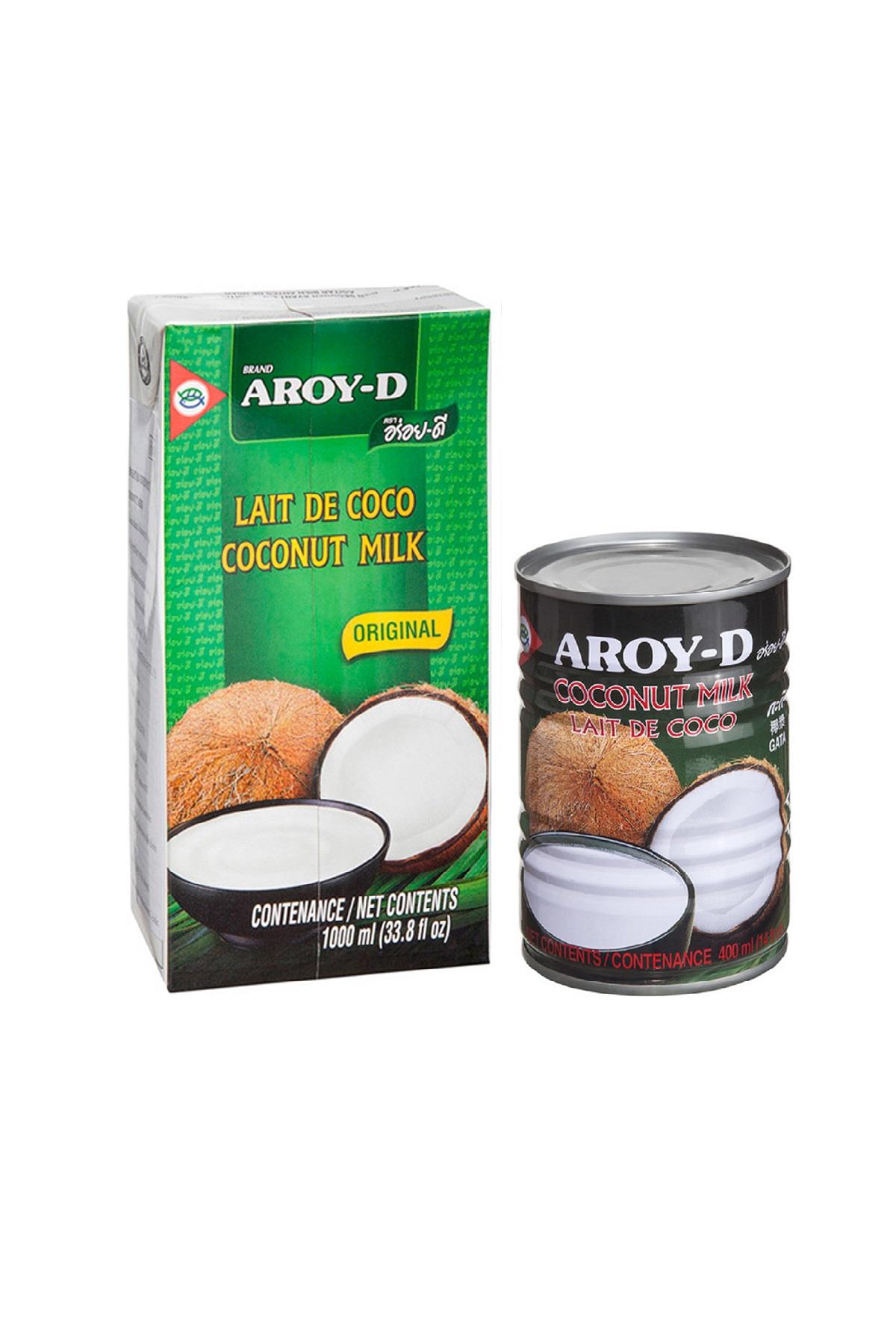 Aroy-D Hindistan Cevizi Sütü 2'li Set UHT ve Teneke Paket 1000ml+400ml