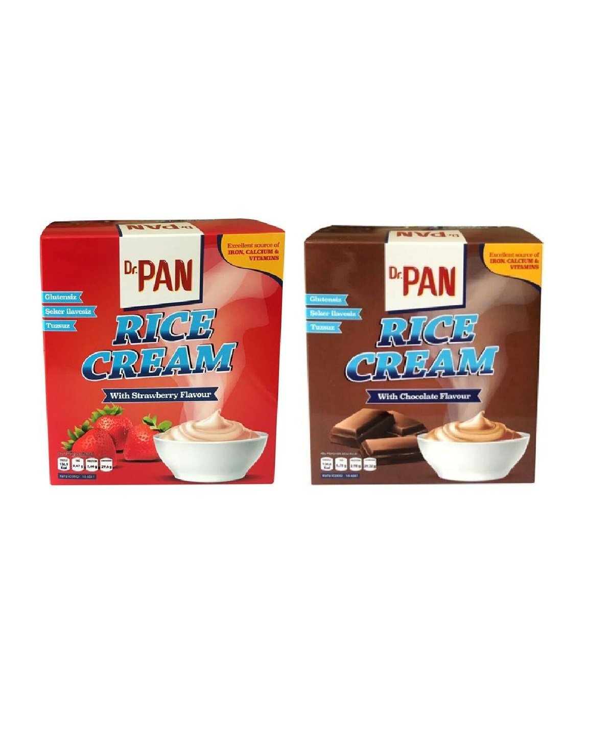 Dr. Pan 2'li Pirinç Kreması 400g 2 Adet Rice Cream - Çikolata ve Çilek Aromalı