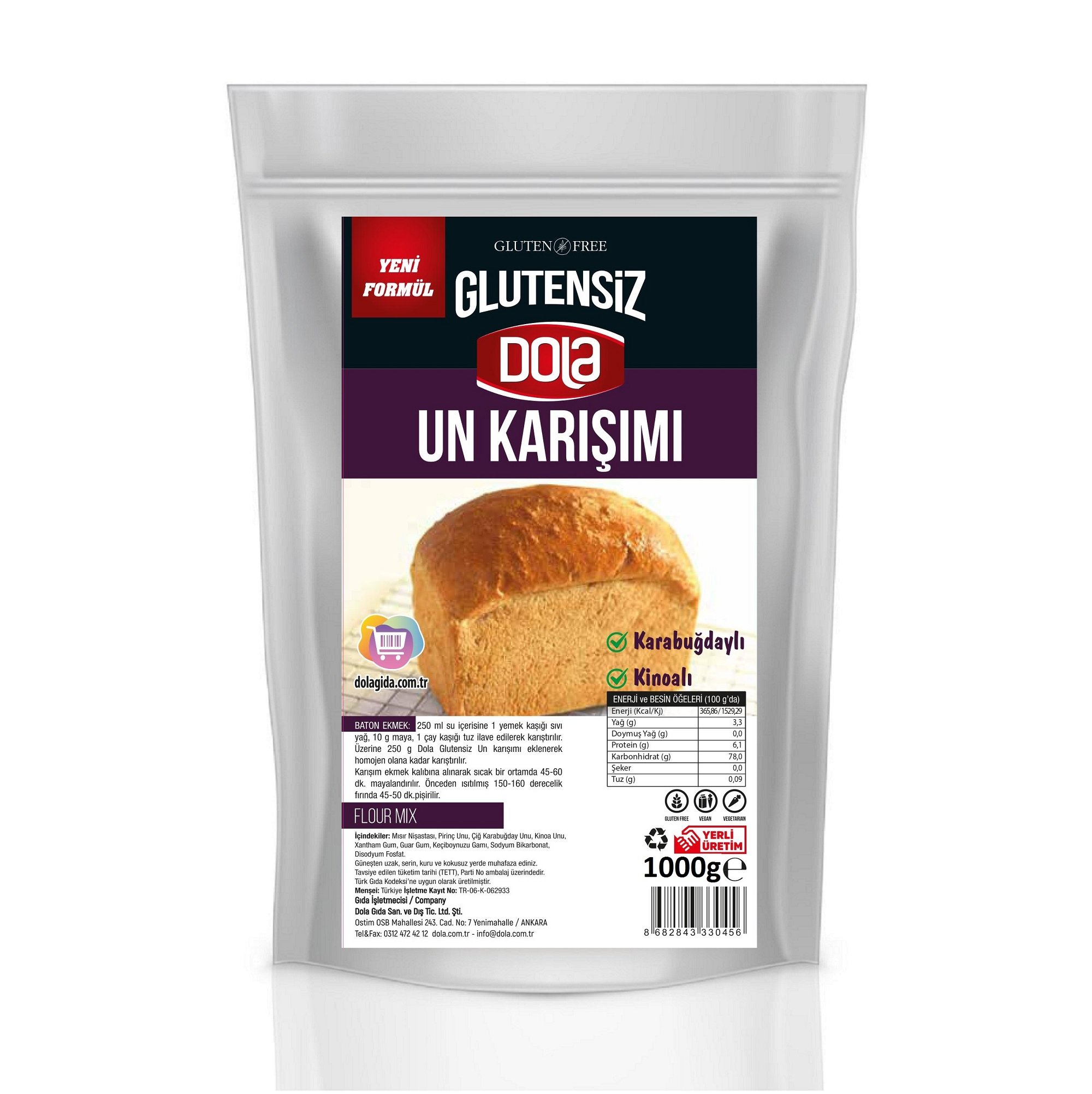 Dola Glutensiz Un Karabuğdaylı Kinoalı Un Karışımı 1 kg