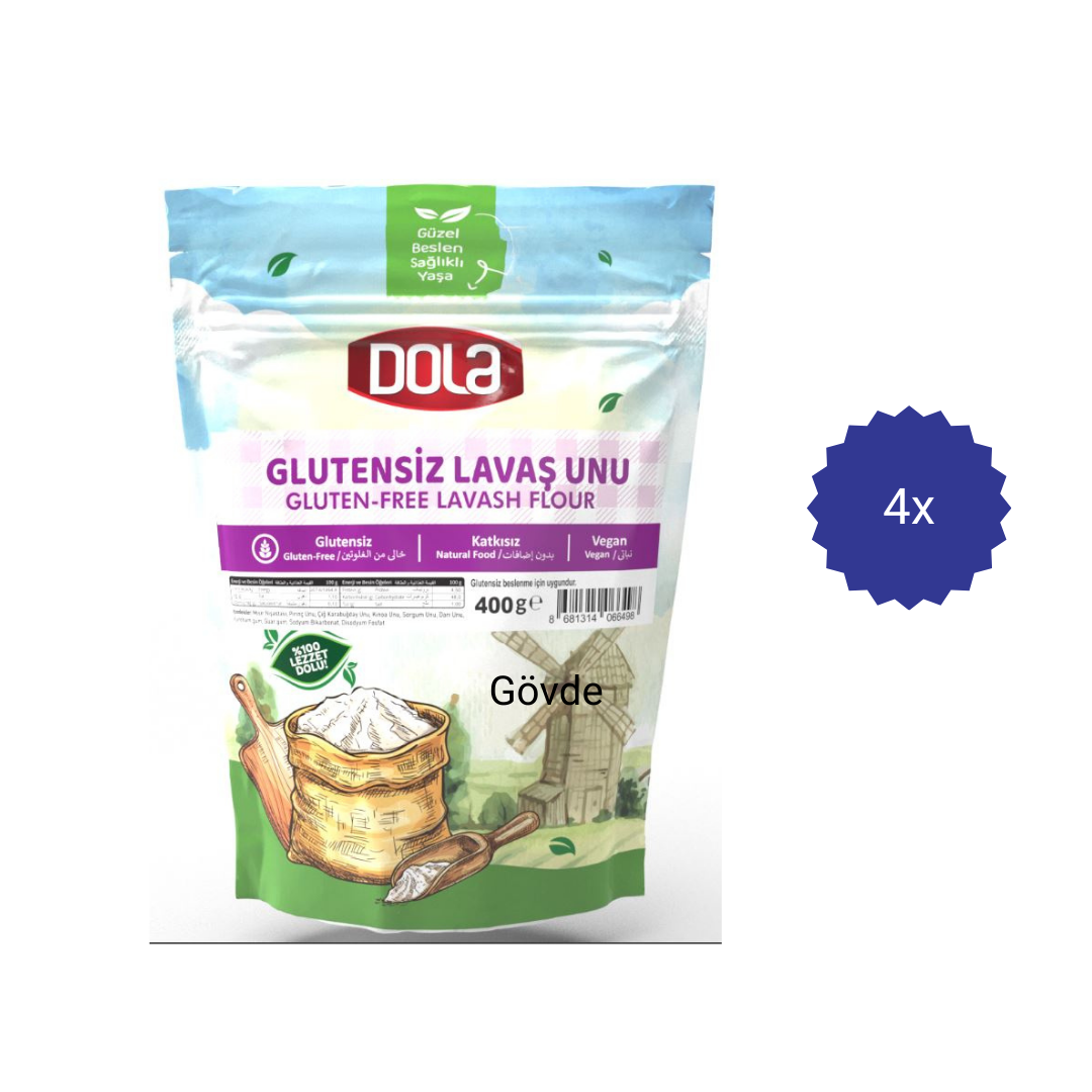 Dola Glutensiz Lavaş Unu 400 gr 4 Adet