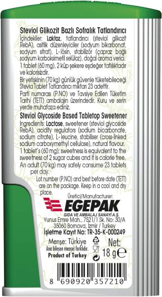 Takita Stevia Tablet Doğal Tatlandırıcı 300 Tablet 18 gr