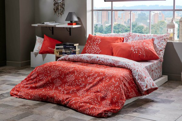 Doqu Home Polycotton Coral Çift Kişilik Nevresim Takımı - Turuncu