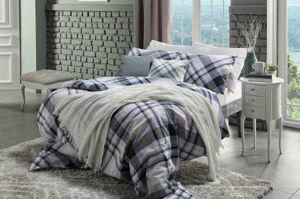 Doqu Home Polycotton Cross Çift Kişilik Nevresim Takımı - Gri