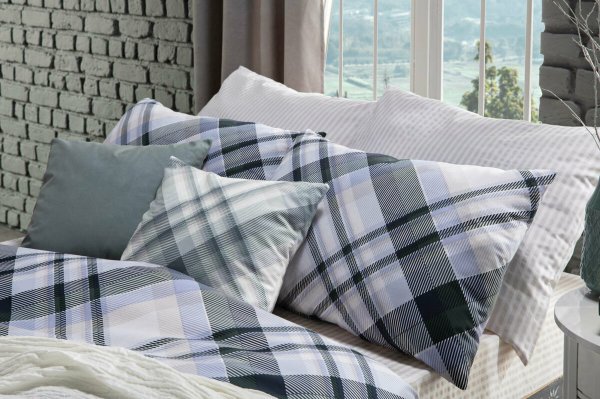 Doqu Home Polycotton Cross Çift Kişilik Nevresim Takımı - Gri